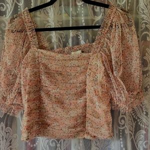 Cottagecore ruffle pink floral top